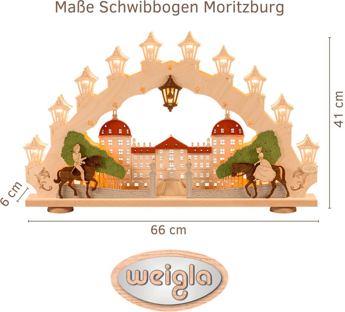Weigla LED Schwibbogen Moritzburg, Lichterbogen aus Holz, Made in Germany (1-tlg), Erzgebirge garantiert, Weihnachtsdeko Innen, Weihnachtsbeleuchtung – Bild 2 von 5
