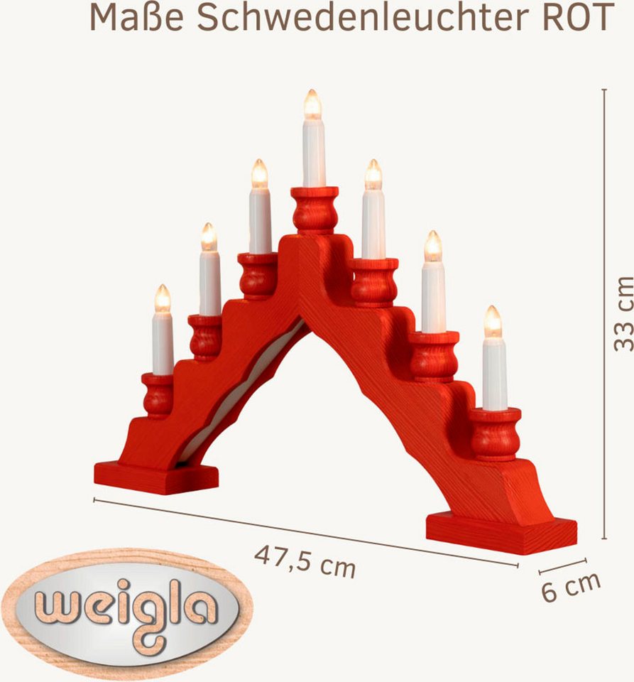 Weigla Lichterbogen Schwede, Weihnachtsdeko, Made in Germany (1-tlg), 7-flammig – Bild 2 von 5