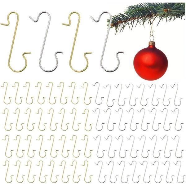 Weihnachtswunder® Christbaumschmuck 100 Weihnachtsbaumhaken in S-Form, je 50 in Gold und Silber (100-tlg), rostfrei