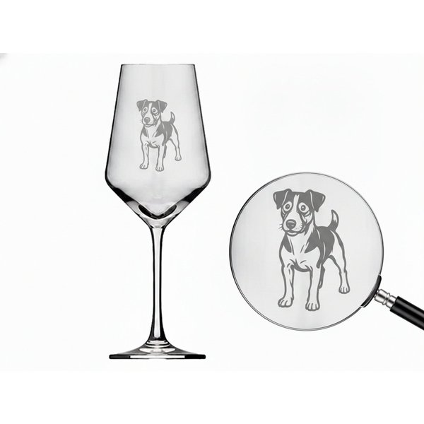 eXODA Weinglas Exoda Weinglas Jack Russel mit Gravur spülmaschinenfest, 1-tlg., Glas, Hund mit Leine