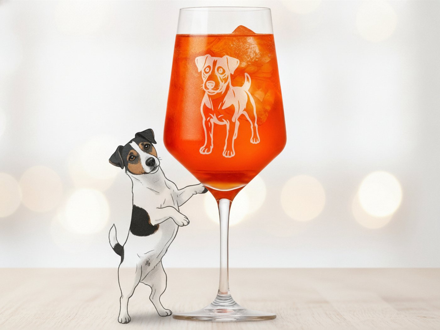 eXODA Weinglas Exoda Weinglas Jack Russel mit Gravur spülmaschinenfest, 1-tlg., Glas, Hund mit Leine – Bild 2 von 5