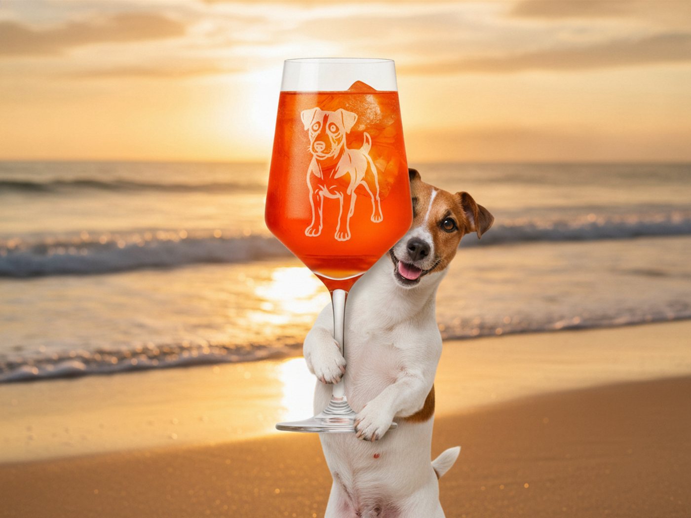 eXODA Weinglas Exoda Weinglas Jack Russel mit Gravur spülmaschinenfest, 1-tlg., Glas, Hund mit Leine – Bild 4 von 5