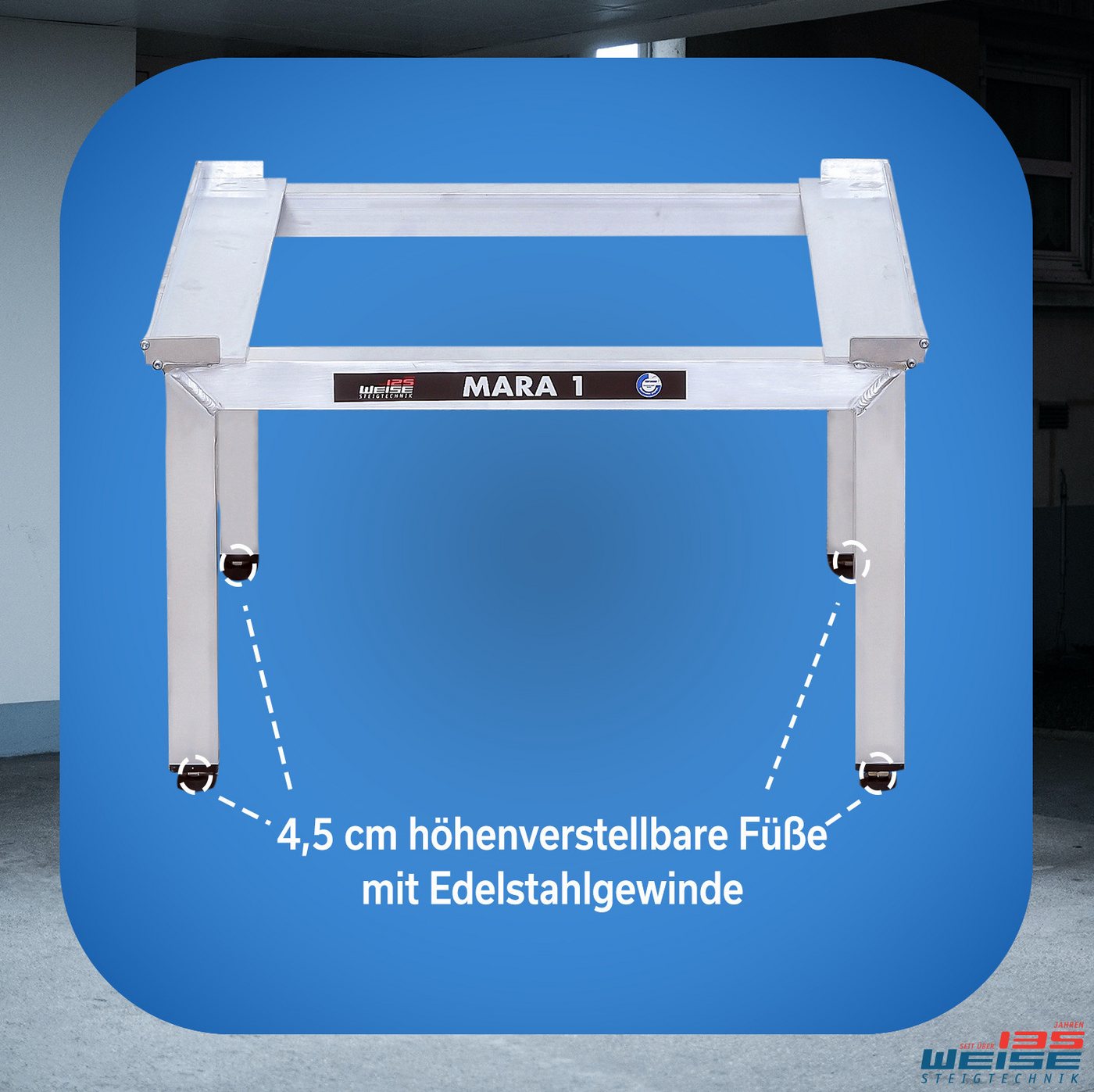 Weise Steigtechnik Waschmaschinenuntergestell Mara 1, für Waschmaschinen & Trockner, 1000kg Tragkraft, 35cm hoch ohne Auszug – Bild 4 von 5