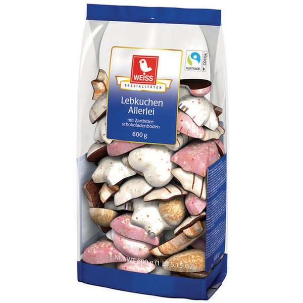 WEISS Süßigkeit, Weiss Lebkuchen Allerlei Lebkuchen Mischung mit Schokolade 600g