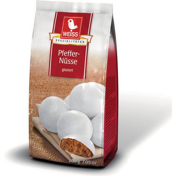 WEISS Süßigkeit, Weiss Pfeffernüsse glasiert würziger Lebkuchen mit Zuckerglasur 200g