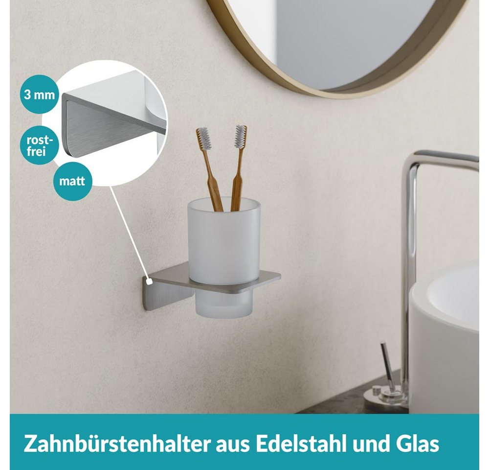 WEISSENSTEIN Zahnputzbecherhalter ohne Bohren Silber – Bild 2 von 5