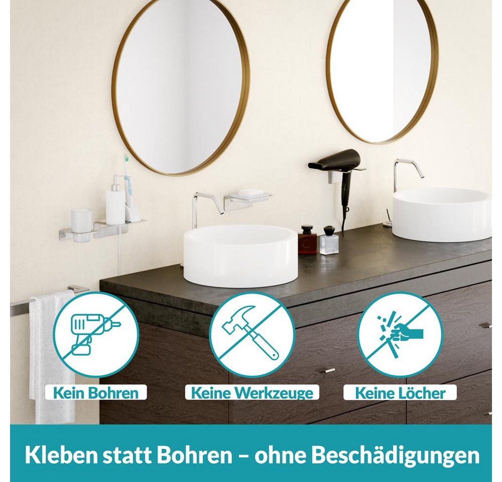 WEISSENSTEIN Zahnputzbecherhalter ohne Bohren Silber – Bild 3 von 5