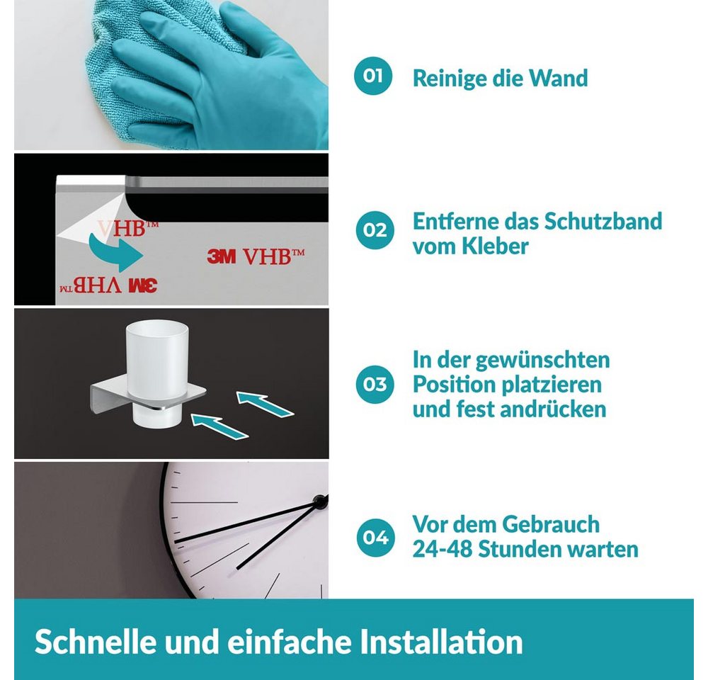 WEISSENSTEIN Zahnputzbecherhalter ohne Bohren Silber – Bild 4 von 5