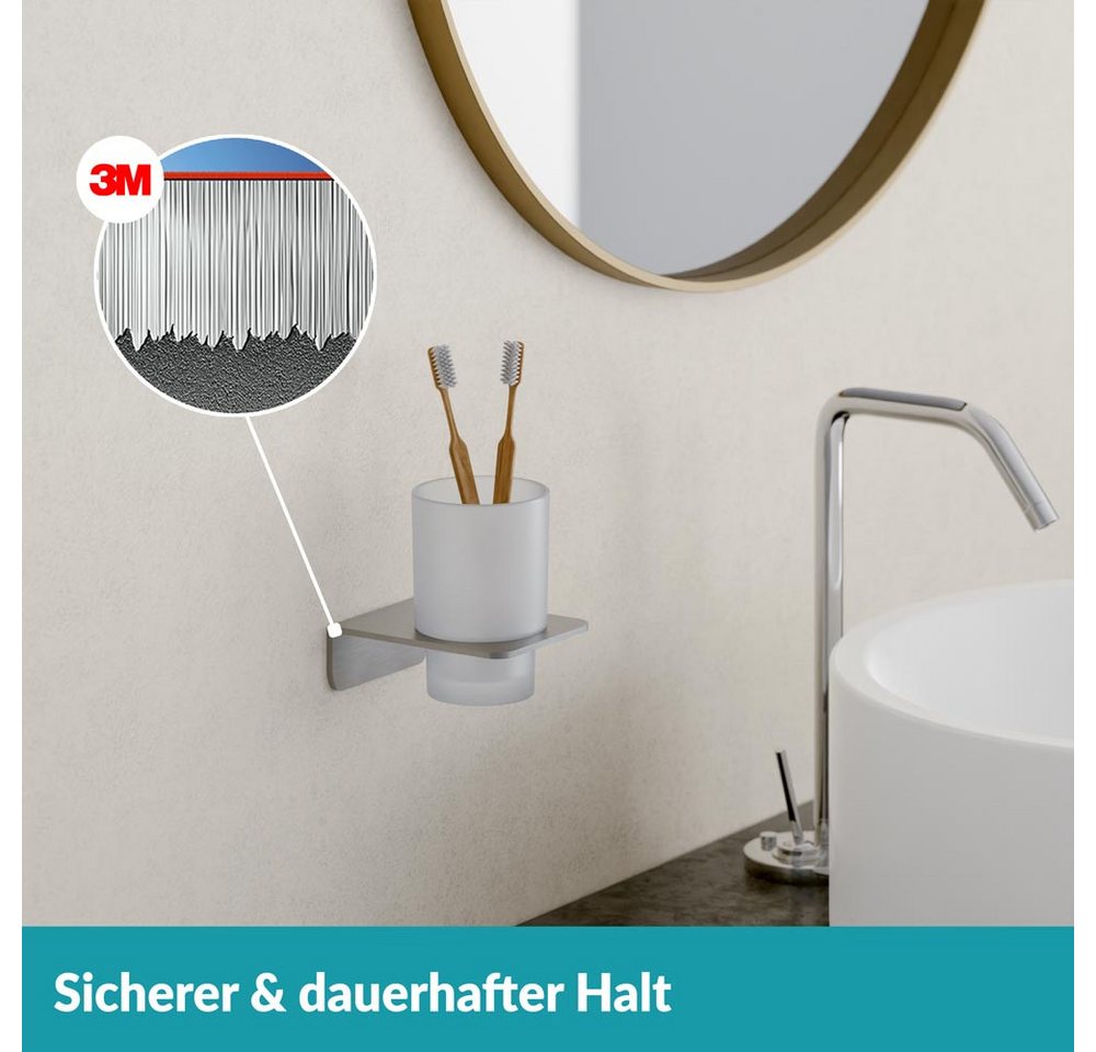 WEISSENSTEIN Zahnputzbecherhalter ohne Bohren Silber – Bild 5 von 5