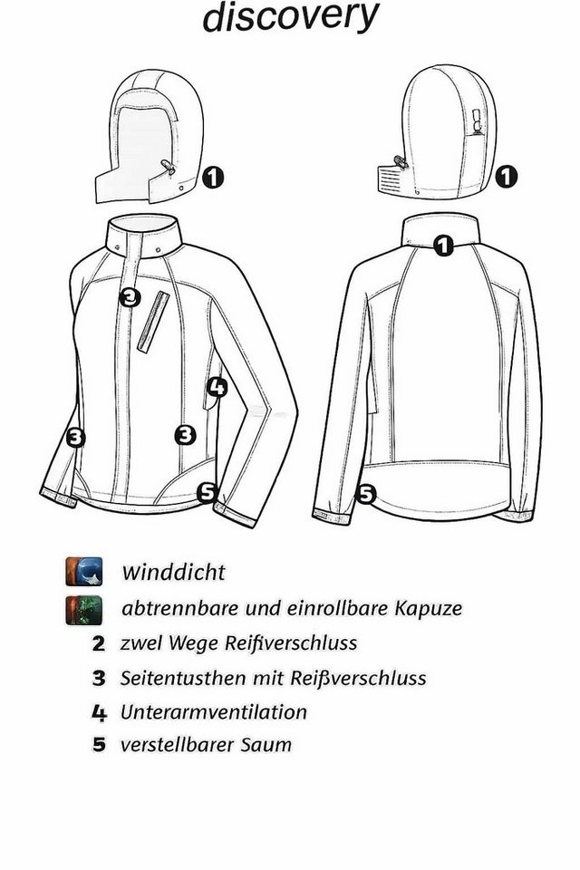 Weit & Breit Handelsgesellschaft mbH Trekkingjacke Damen Outdoor Discovery Trekkingjacke Braungrün 44 (Einzelartike, 1-St., Ooutdoorjacke) Unterarmbelüftung,ver – Bild 4 von 4
