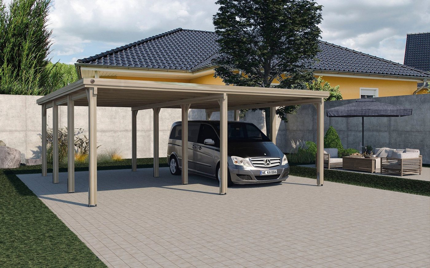 weka Doppelcarport 618 Gr.2, BxT: 603x612 cm, 215 cm Einfahrtshöhe – Bild 2 von 3