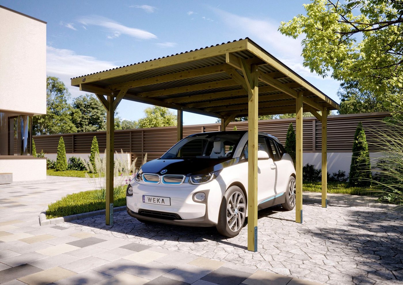 weka Einzelcarport 606 Gr.1, BxT: 300x500 cm, 225 cm Einfahrtshöhe – Bild 2 von 4