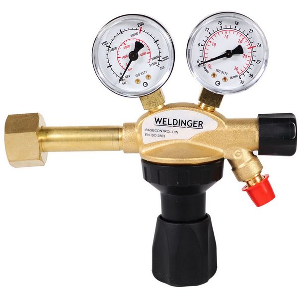 WELDINGER Druckminderer PRO Druckminderer Messing für Schutzgas Argon-/ CO2-Mehrwegflaschen