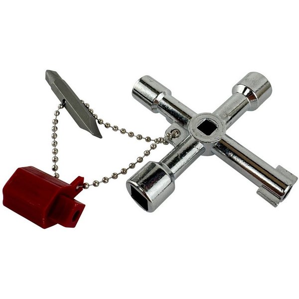 WELDINGER Schaltschrankschlüssel Schaltschrankschlüssel Mini 9 Funktionen Bitadapter Kombibit Druckguss, (1 St), Multifunktionsschlüssel für Schlüsselbund