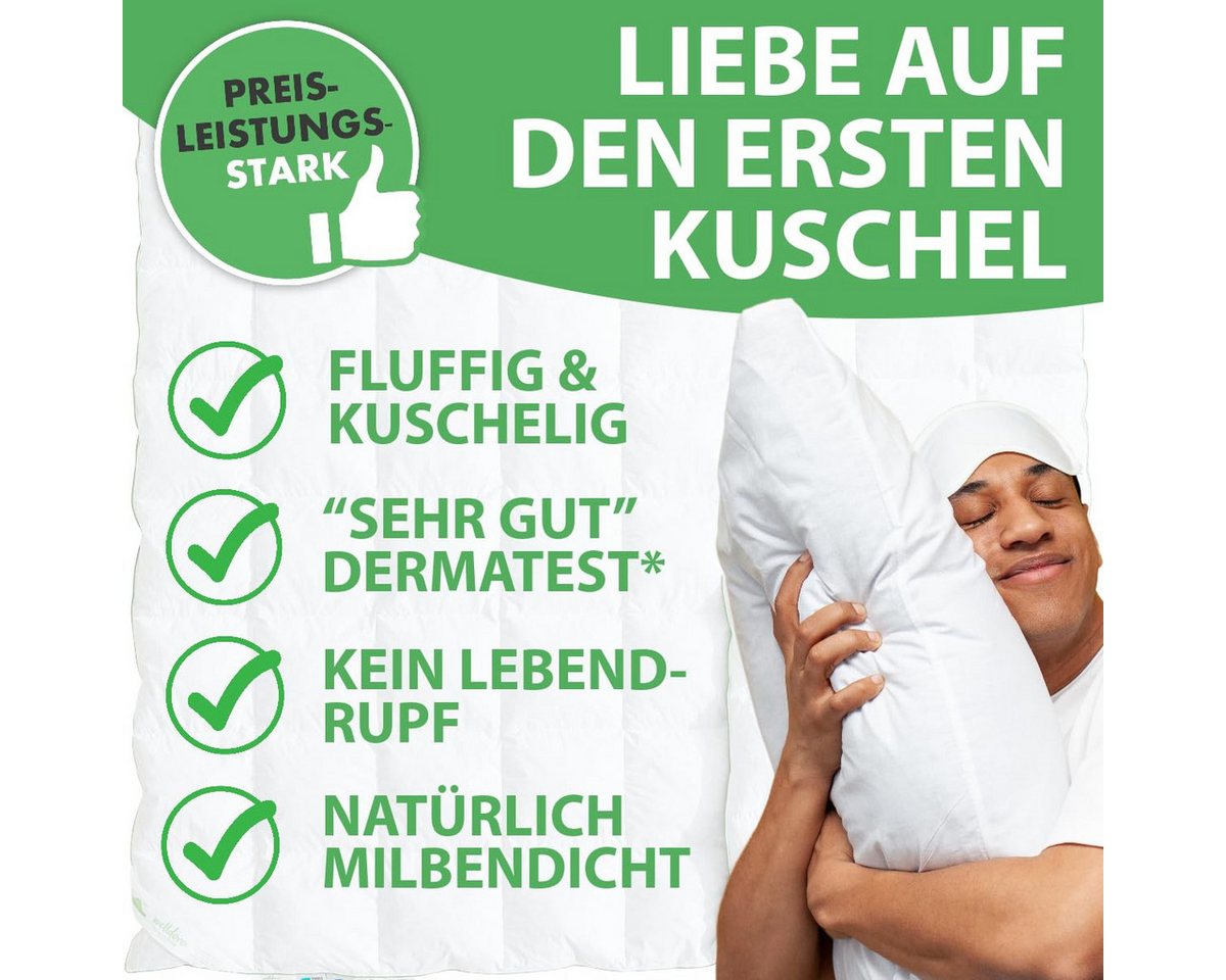 Welldora 4-Jahreszeitenbett, Komfort Bettdecke, Fachärztlich geprüft, Oeko-Tex, Allergiker, Füllung: 100% Extraweiche Federn & Daunen, Ganzjahres Federbett – Bild 4 von 5