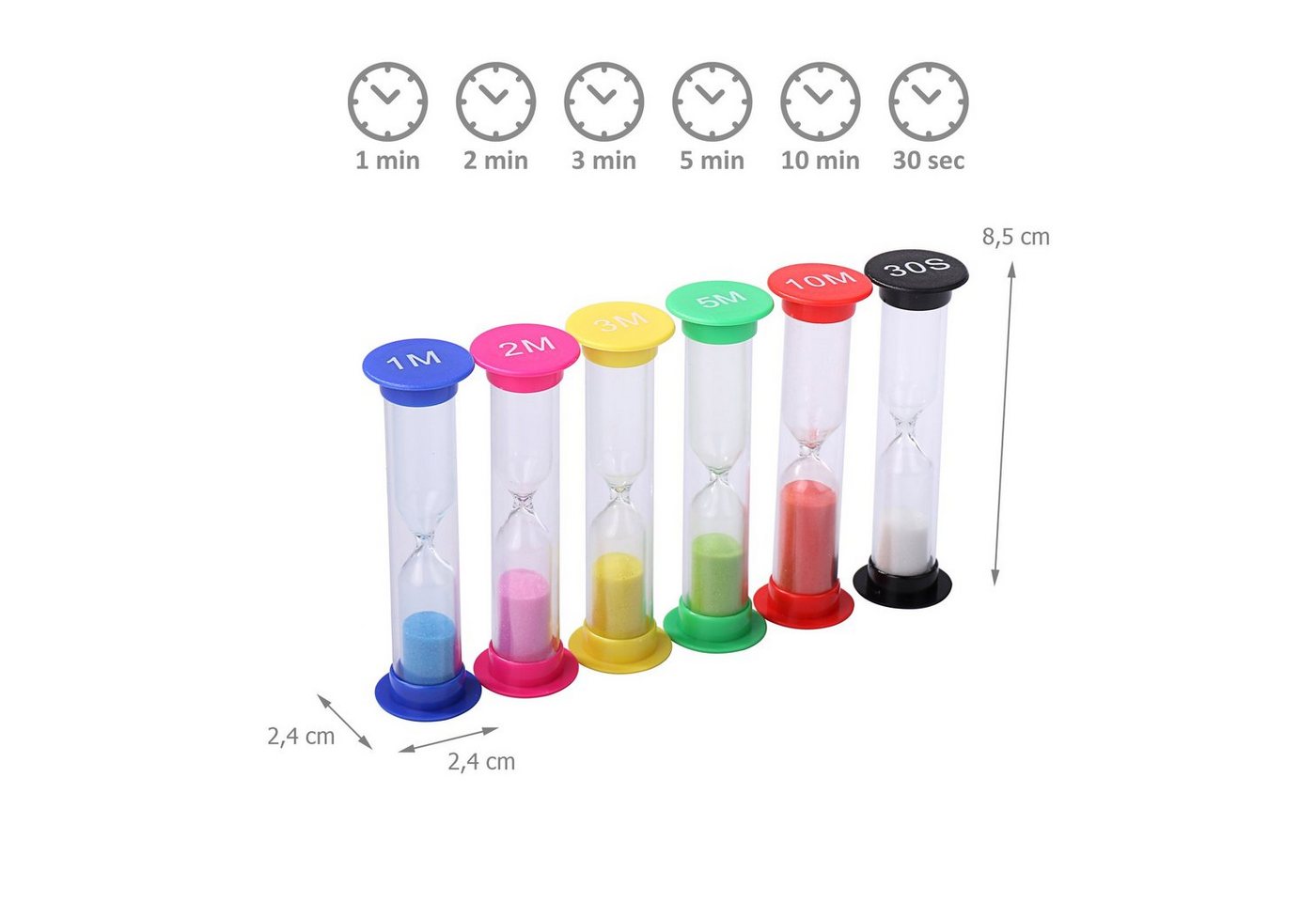 Wellgro Sanduhr Sanduhren - 30sec, 1min, 2min, 3min, 5min, 10min – Bild 3 von 5