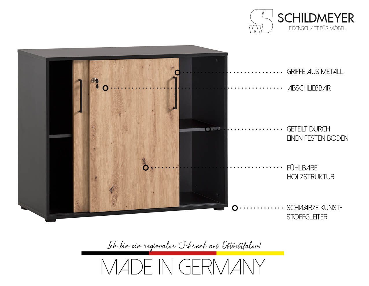 welltime Aktenschrank Aino, Aktenschrank, Made in Germany, B: 100,1 cm Solide Verarbeitung - Dieses Produkt ist in Deutschland gefertigt – Bild 3 von 5