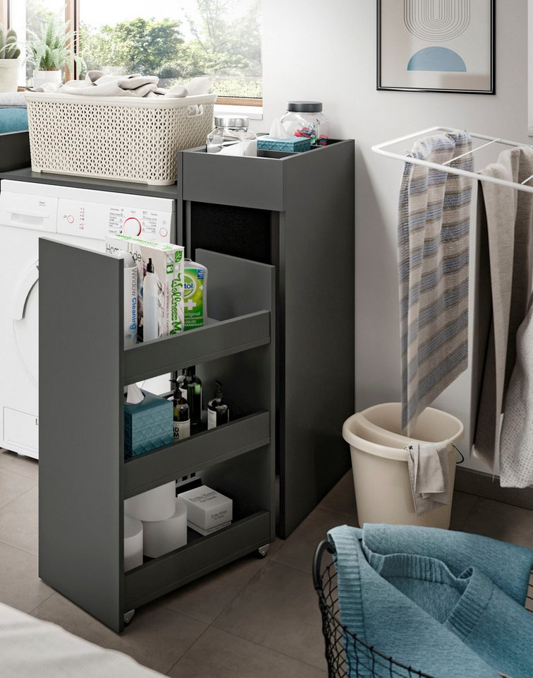 welltime Anbauregal FALAS, Höhe 101cm, Apothekerauszug, 3 offene Ablagefächer, 1-tlg., Anstellregal, Regal, Schrank, Badzimmerschrank, Minischrank, Organizer – Bild 5 von 5