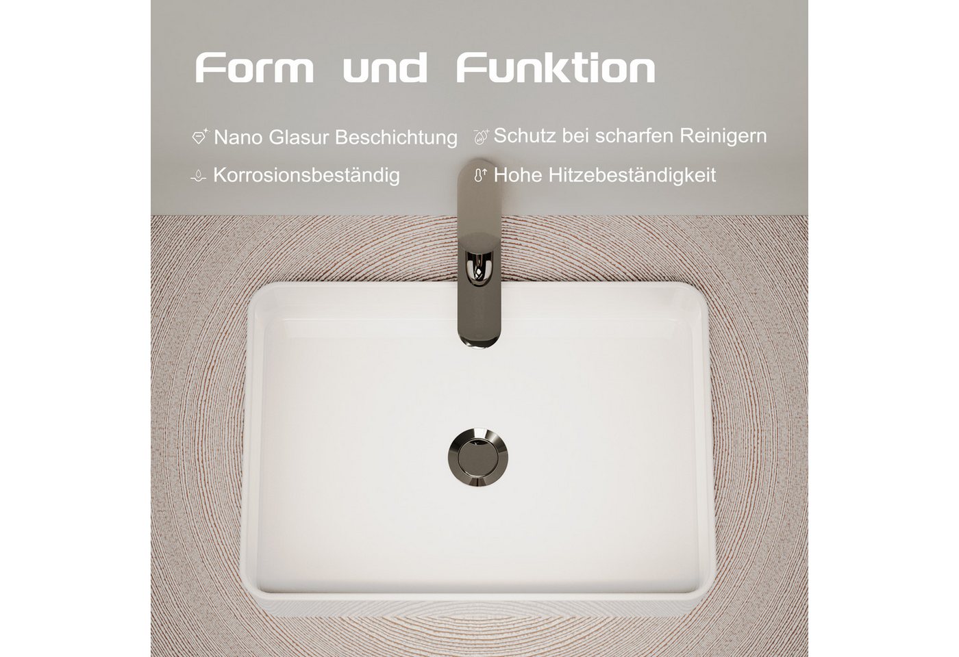 welltime Aufsatzwaschbecken, NANO Glasur – Bild 4 von 5