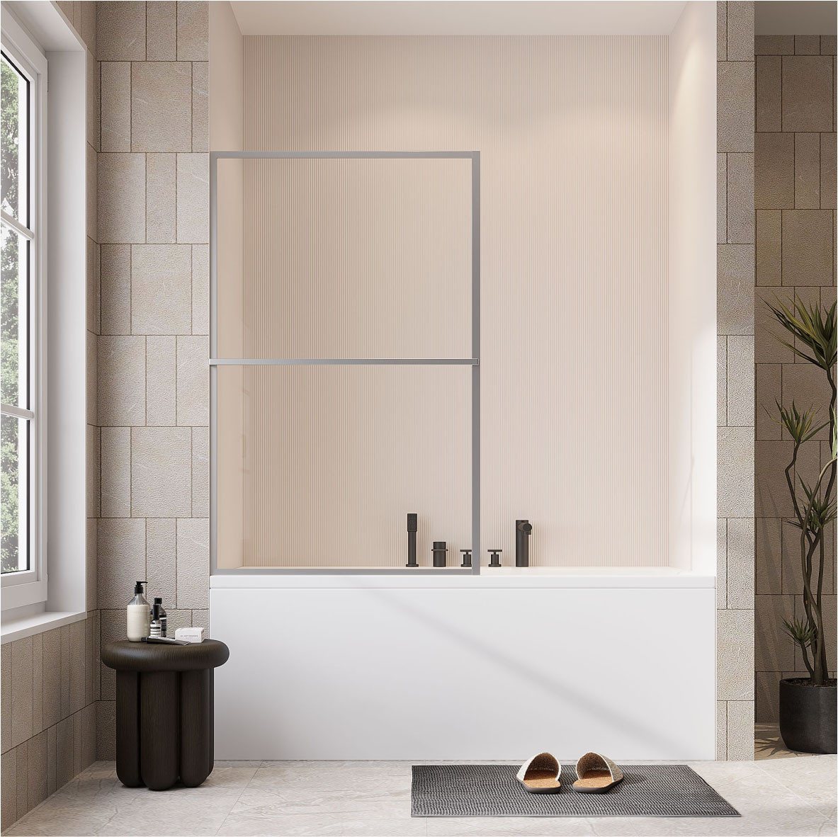 welltime Badewannenaufsatz Block, Einscheibensicherheitsglas, (1 tlg), 6mm ESG und Antikalkversiegelung,extra schlanker Rahmen – Bild 2 von 5