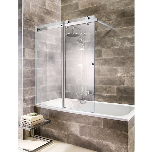 welltime Badewannenaufsatz Mauritius, Einscheibensicherheitsglas, (1 tlg), Duschwand mit Schiebetür, Spritzschutzwand für Badewannen
