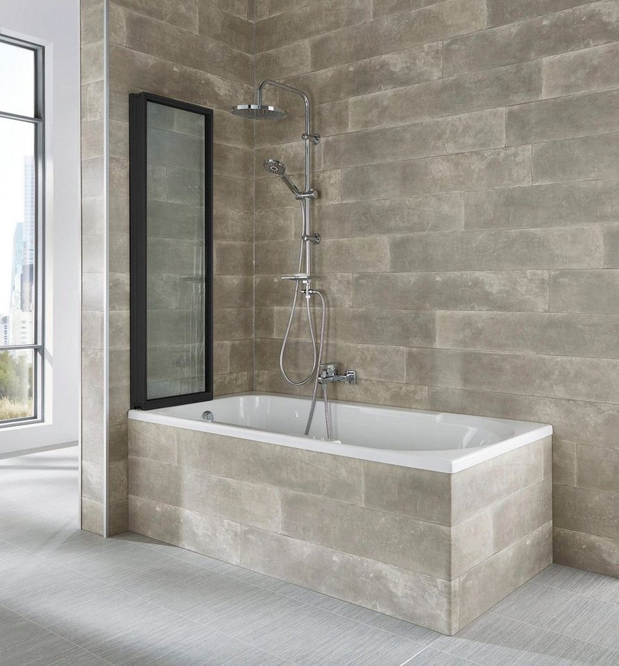 welltime Badewannenaufsatz Nassau, Einscheibensicherheitsglas, (3 tlg), Badewannenfaltwand, Spritzschutzwand für Badewanne, Glaswand – Bild 2 von 5