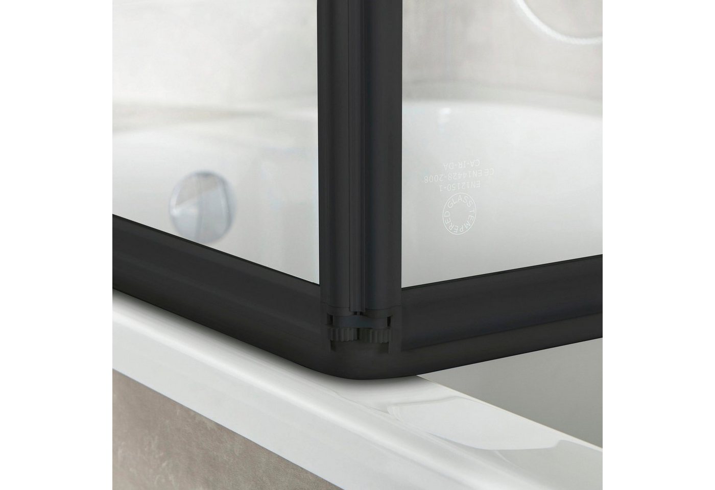 welltime Badewannenaufsatz Nassau, Einscheibensicherheitsglas, (3 tlg), Badewannenfaltwand, Spritzschutzwand für Badewanne, Glaswand – Bild 5 von 5