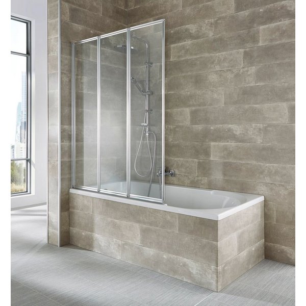welltime Badewannenaufsatz Nassau, Einscheibensicherheitsglas, (3 tlg), Badewannenfaltwand, Spritzschutzwand für Badewanne, Glaswand