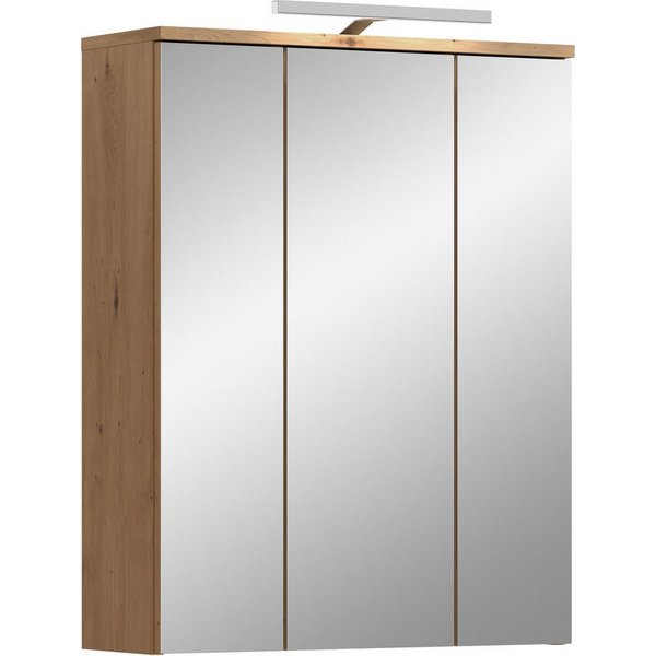 welltime Badezimmerspiegelschrank LUCCA, Breite 60cm, inkl. LED Beleuchtung, 3 Spiegeltüren (Set, 2-St)