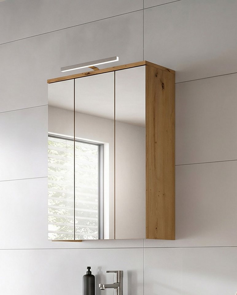 welltime Badezimmerspiegelschrank LUCCA, Breite 60cm, inkl. LED Beleuchtung, 3 Spiegeltüren (Set, 2-St) – Bild 2 von 5