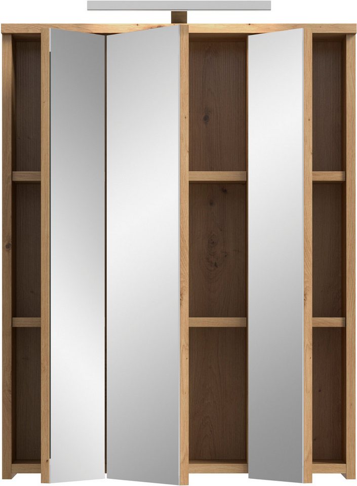 welltime Badezimmerspiegelschrank LUCCA, Breite 60cm, inkl. LED Beleuchtung, 3 Spiegeltüren (Set, 2-St) – Bild 4 von 5