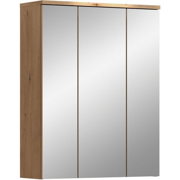 welltime Badezimmerspiegelschrank LUCCA, Breite 60cm, 3 Spiegeltüren, 9 Fächer, 6 Fachböden