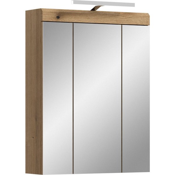 welltime Badezimmerspiegelschrank SIENA, Breite 60cm, inkl. Beleuchtung, 3 Spiegeltüren, 9 Fächer (Set, TOPSELLER) in verschiedenen Farben erhältlich, Badmöbel,