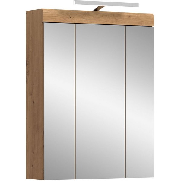 welltime Badezimmerspiegelschrank SIENA, Breite 60cm, inkl. Beleuchtung, 3 Spiegeltüren, 9 Fächer (Set, TOPSELLER) in verschiedenen Farben erhältlich, Badmöbel,