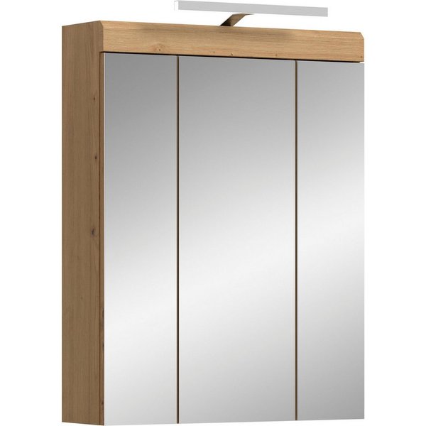 welltime Badezimmerspiegelschrank SIENA, Breite 60cm, inkl. Beleuchtung, 3 Spiegeltüren, 9 Fächer (Set, TOPSELLER) in verschiedenen Farben erhältlich, Badmöbel,