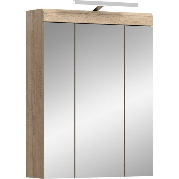 welltime Badezimmerspiegelschrank SIENA, Breite 60cm, inkl. Beleuchtung, 3 Spiegeltüren, 9 Fächer (Set, TOPSELLER) in verschiedenen Farben erhältlich, Badmöbel,