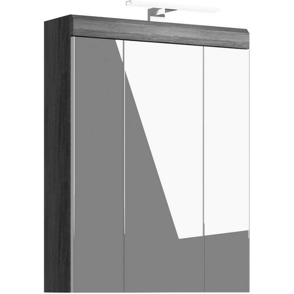 welltime Badezimmerspiegelschrank SIENA, Breite 60cm, inkl. Beleuchtung, 3 Spiegeltüren, 9 Fächer (Set, TOPSELLER) in verschiedenen Farben erhältlich, Badmöbel,