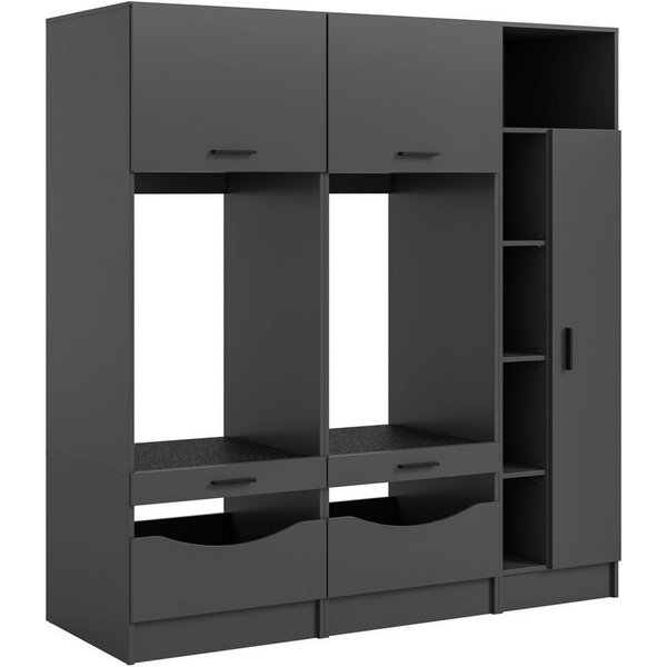 welltime Badmöbel-Set FALAS, 3-teilig, Hauswirtschaftsraum Set, Breite 182 cm, (Set, 3-St., bestehend aus: 2x Waschmaschinenumbauschrank & 1x Mehrzweckschrank),