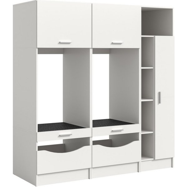 welltime Badmöbel-Set FALAS, 3-teilig, Hauswirtschaftsraum Set, Breite 182 cm, (Set, 3-St., bestehend aus: 2x Waschmaschinenumbauschrank & 1x Mehrzweckschrank),