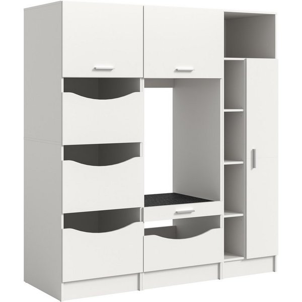 welltime Badmöbel-Set FALAS, 3-teilig, Hauswirtschaftsraum Set, Breite 176 cm, (Set, 3-St., 1x Wäscheschrank, 1x Waschmaschinenumbauschrank, 1x Mehrzweckschrank