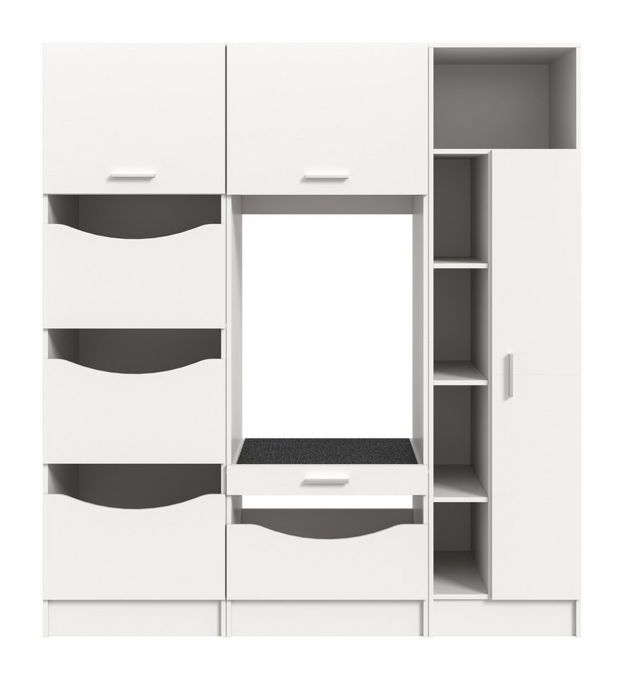 welltime Badmöbel-Set FALAS, 3-teilig, Hauswirtschaftsraum Set, Breite 176 cm, (Set, 3-St., 1x Wäscheschrank, 1x Waschmaschinenumbauschrank, 1x Mehrzweckschrank – Bild 3 von 5