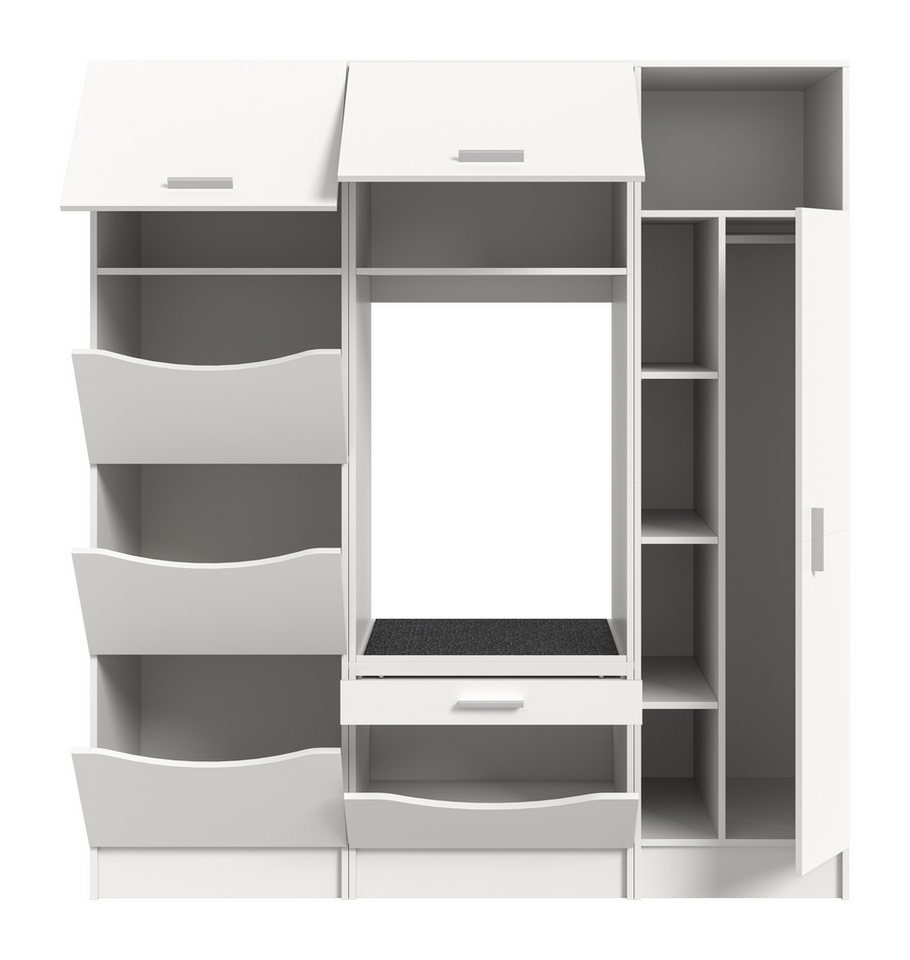 welltime Badmöbel-Set FALAS, 3-teilig, Hauswirtschaftsraum Set, Breite 176 cm, (Set, 3-St., 1x Wäscheschrank, 1x Waschmaschinenumbauschrank, 1x Mehrzweckschrank – Bild 4 von 5