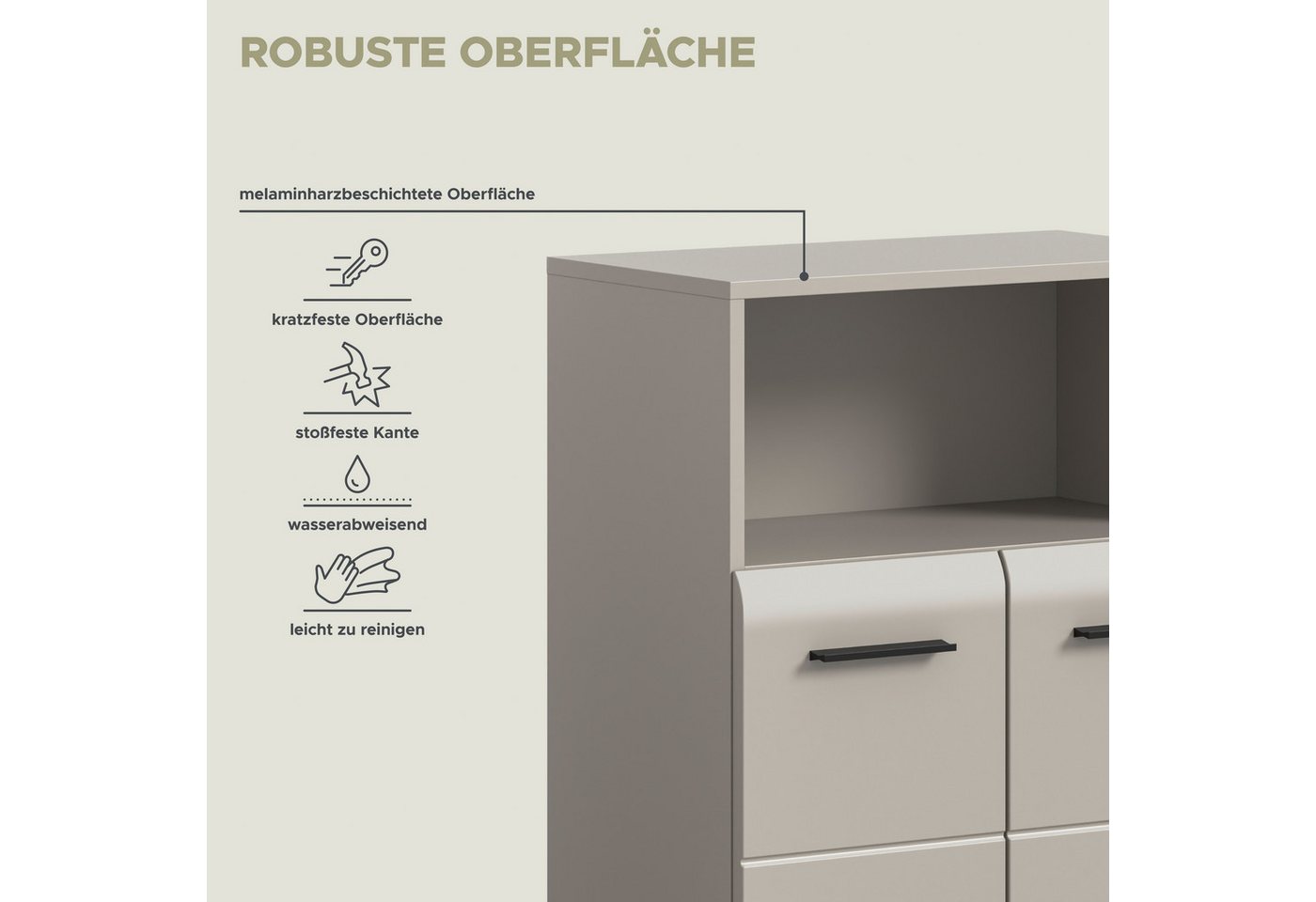 welltime Badmöbel-Set FLORENZ, 2-teilige Badkombination, hochwertige MDF-Front, (Set, 2-St., 2-teiliges Set bestehend aus: 2 Midischrank breit), Bad-Kombination – Bild 5 von 5