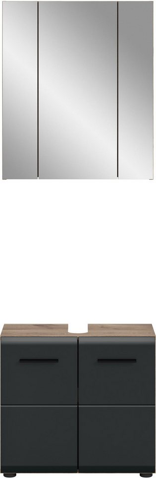welltime Badmöbel-Set FLORENZ, 2-teilige Badkombination, hochwertige MDF-Front, (Set, 2-St., bestehend aus: 1 Waschbeckenunterschrank, 1 Spiegelschrank), Bad-Ko – Bild 3 von 5