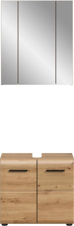 welltime Badmöbel-Set FLORENZ, 2-teilige Badkombination, hochwertige MDF-Front, (Set, 2-St., bestehend aus: 1 Waschbeckenunterschrank, 1 Spiegelschrank), Bad-Ko – Bild 3 von 5