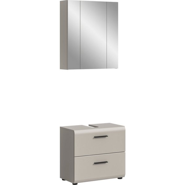 welltime Badmöbel-Set FLORENZ, 2-teilige Badkombination, hochwertige MDF-Front, (Set, 2-St., bestehend aus: 1 Waschbeckenunterschrank, 1 Spiegelschrank), Bad-Ko