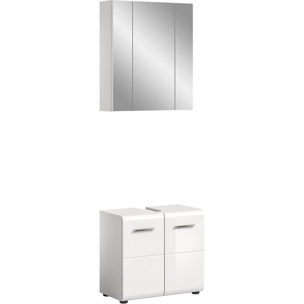 welltime Badmöbel-Set FLORENZ, 2-teilige Badkombination, hochwertige MDF-Front, (Set, 2-St., bestehend aus: 1 Waschbeckenunterschrank, 1 Spiegelschrank), Bad-Ko