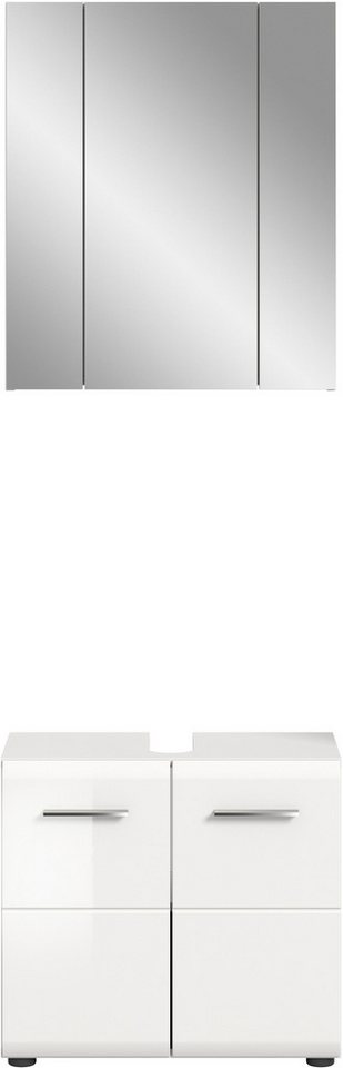 welltime Badmöbel-Set FLORENZ, 2-teilige Badkombination, hochwertige MDF-Front, (Set, 2-St., bestehend aus: 1 Waschbeckenunterschrank, 1 Spiegelschrank), Bad-Ko – Bild 3 von 5