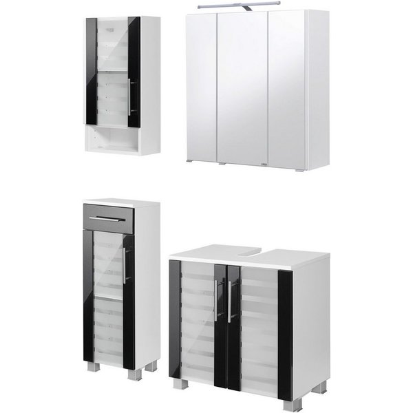 welltime Badmöbel-Set Jaca, (4-St), Badmöbel-Set mit hochglanz Fronten