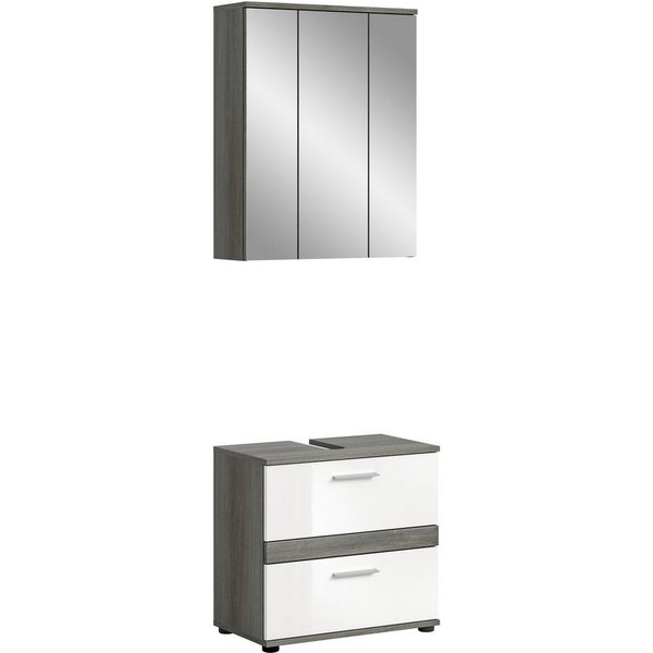 welltime Badmöbel-Set Lucca, bestehend aus: 1x Waschbeckenunterschrank & 1x Spiegelschrank, (Set, 2-St), Badkombination, Bad-Möbel, Badezimmer